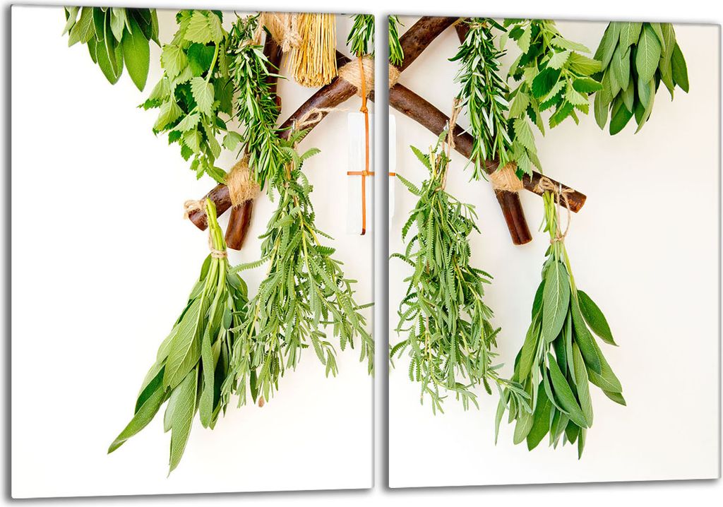 Glas-Herdplattenschutz 2x40x52 Kräuter