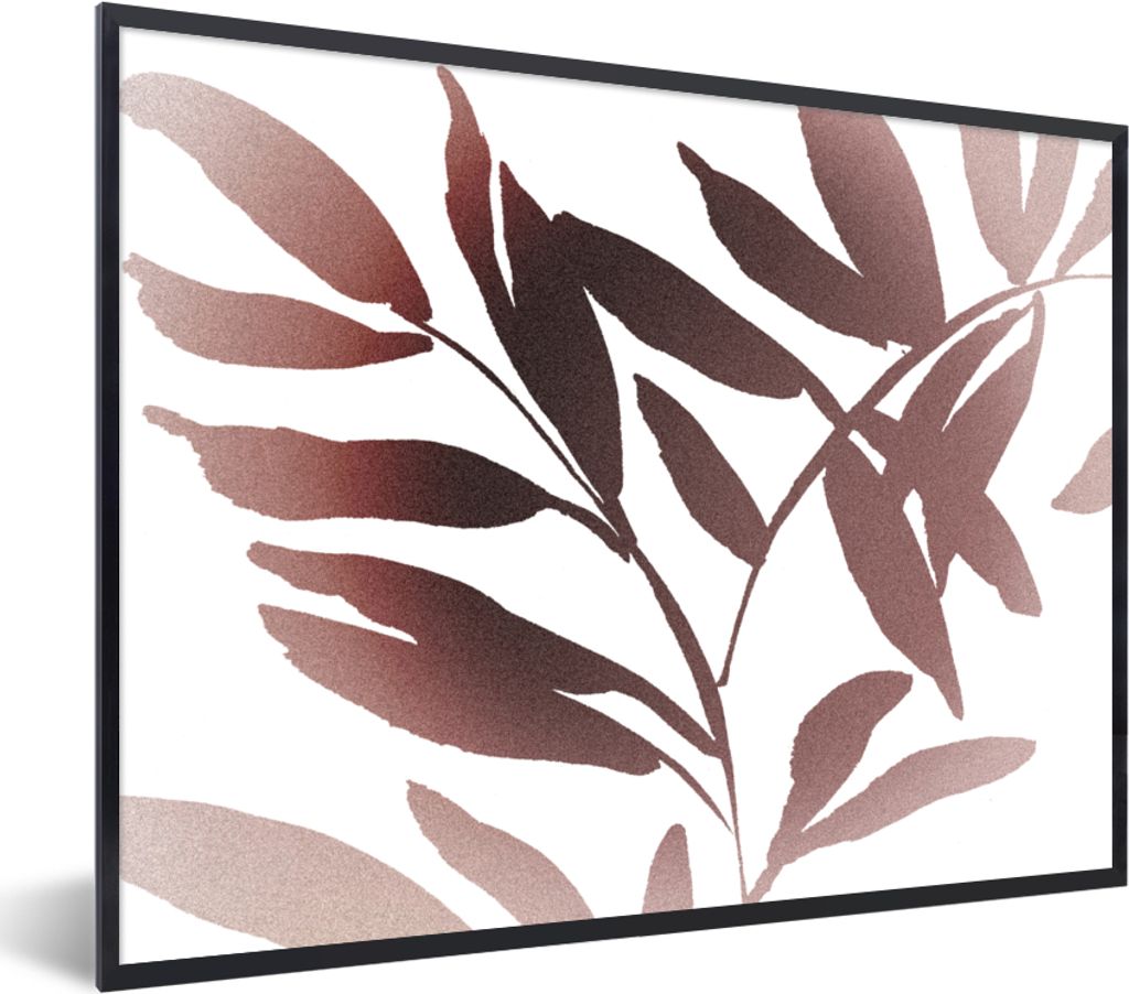 MuchoWow Gerahmtes Poster Blättern - Design - Abstrakt 80x60 cm - Poster mit Schwarzem Bilderrahmen Wandposter Rahmen Foto Bilder - Schwarzem - ...