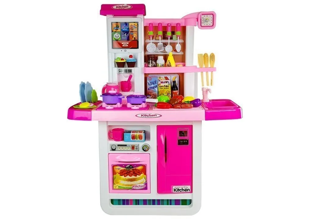 Fini l'ennui avec cette cuisine rose interactive : sons d'eau et jeux