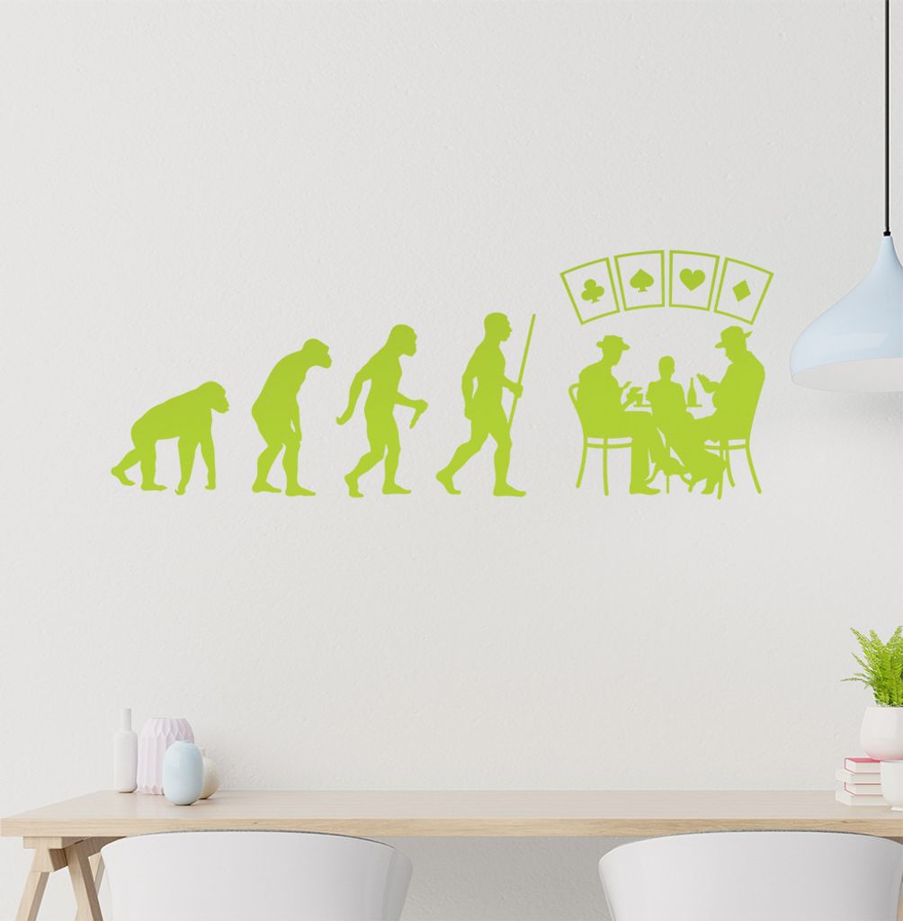Kartenspiel Pokern Evolution Wandtattoo Wandaufkleber Wall Sticker - Dekoration, Küche, Wohnzimmer, Schlafzimmer, Badezimmer