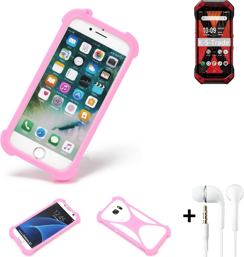 K-S-Trade Bumper + Kopfhörer kompatibel mit Kyocera Torque 5G Handy Hülle Schutzhülle Silikon Schutz Hülle Cover Case Silikoncase Silikonbumper