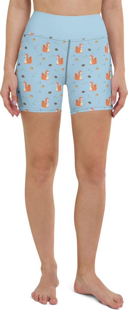 Mr. & Mrs. Panda Yoga Shorts Eichhörnchen Blume Größe S - Blau - Geschenk, Motivation Sprüche, Sporthose, Bilder, Sportshorts, Damen, Spaß, Yo...