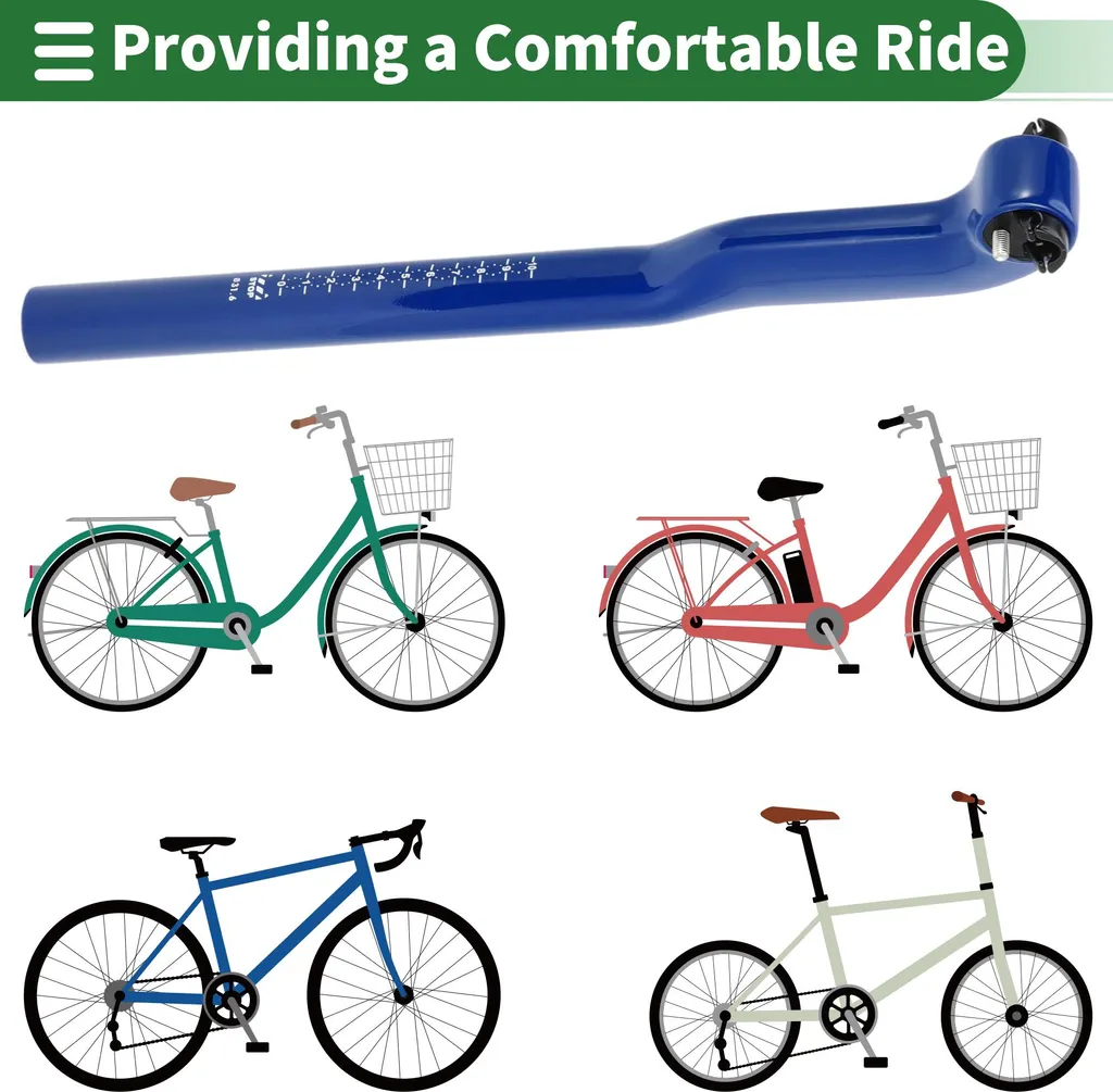 Tige de selle carbone bleue 31,6 mm pour vélo de route et VTT sport