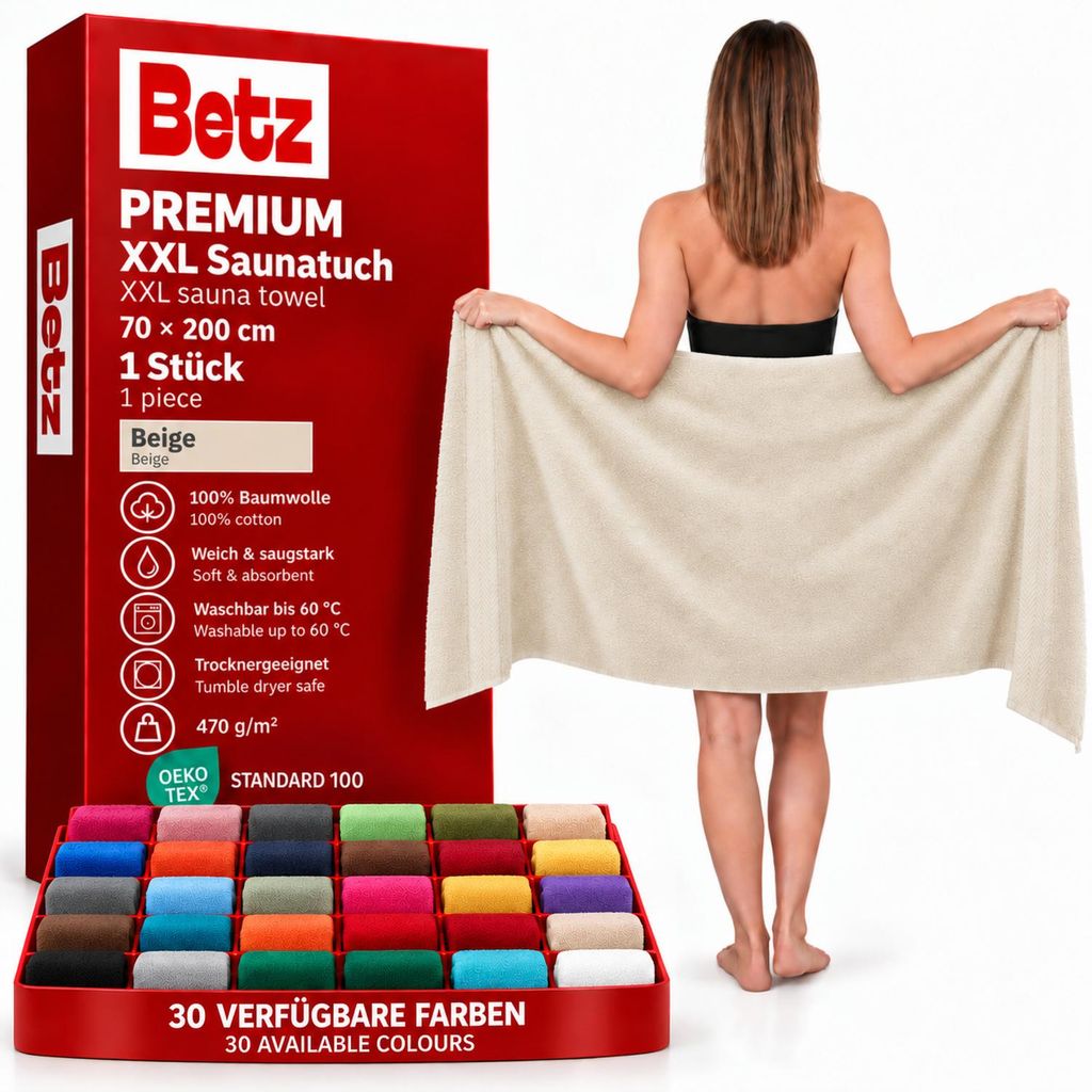 Betz Saunatuch 70 x 200 cm PREMIUM 100% Baumwolle Badetuch Produktbild 