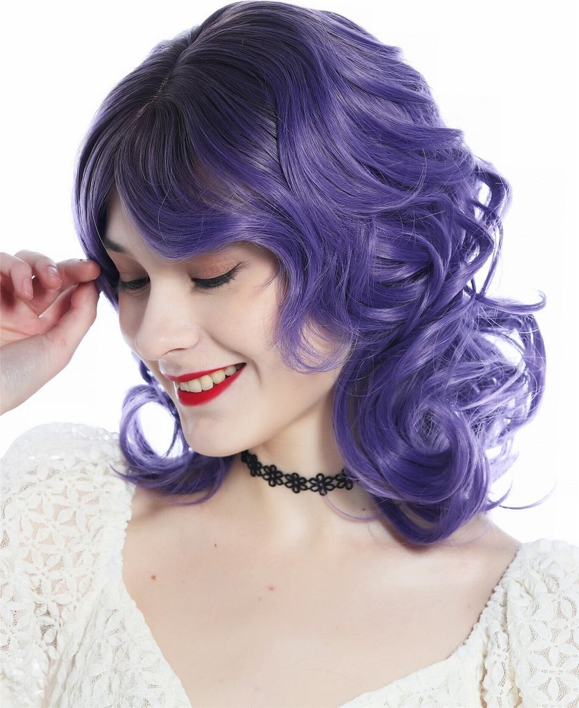 WIG ME UP Perücke schulterlang Locken Ombre Dunkelbraun Produktbild 