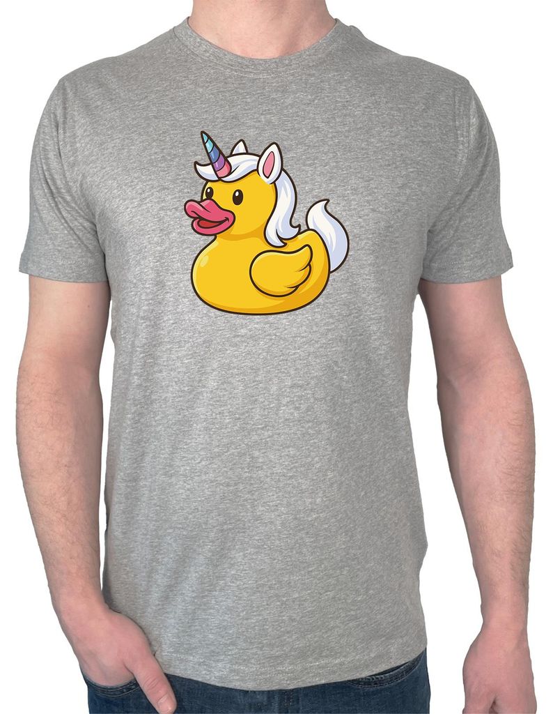 Huuraa Herren T-Shirt Quietscheente Einhorn Gummiente Unicorn S Sport Grey Bio Baumwolle Fairtrade Herrenshirt Geschenkidee