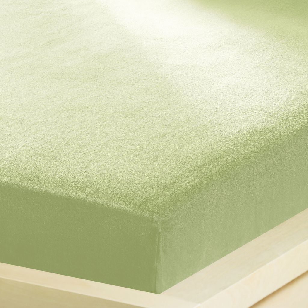 Bettwaren-Shop Feinbiber Spannbettlaken wasserdicht 90x190 - 100x200 cm lindgrün