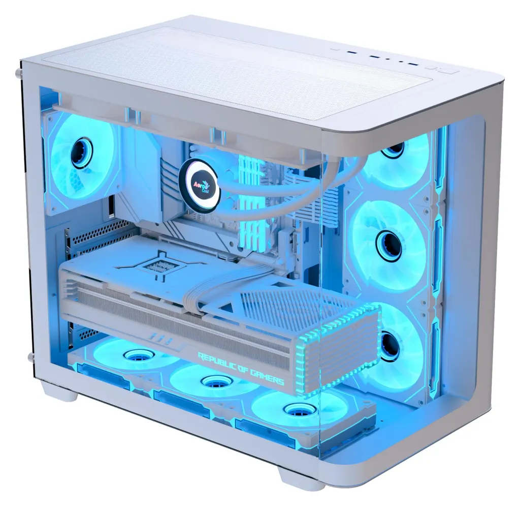 AeroCool P500C-G-WT-V1 Boîtier PC Gaming Blanc en Verre Trempé Midi