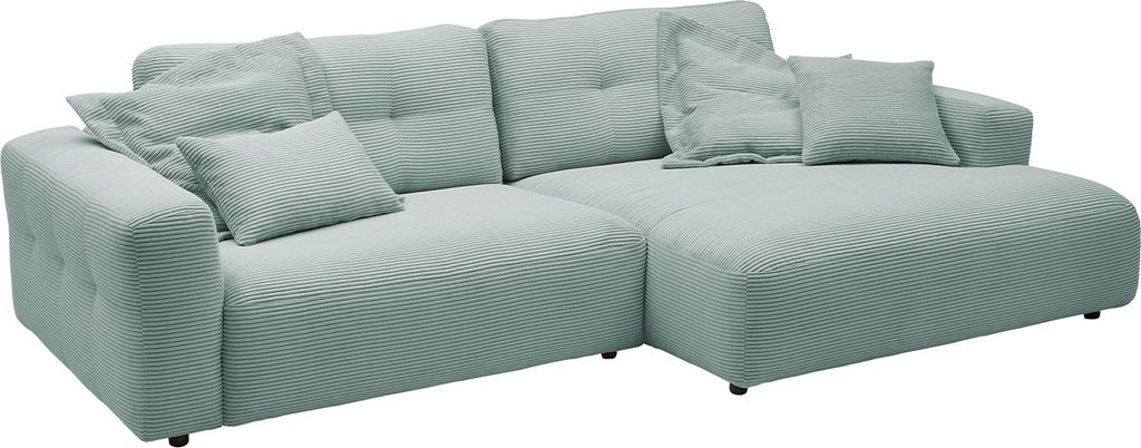 KAWOLA Sofa MIKA Ecksofa XL Cord hellblau Longchair rechts