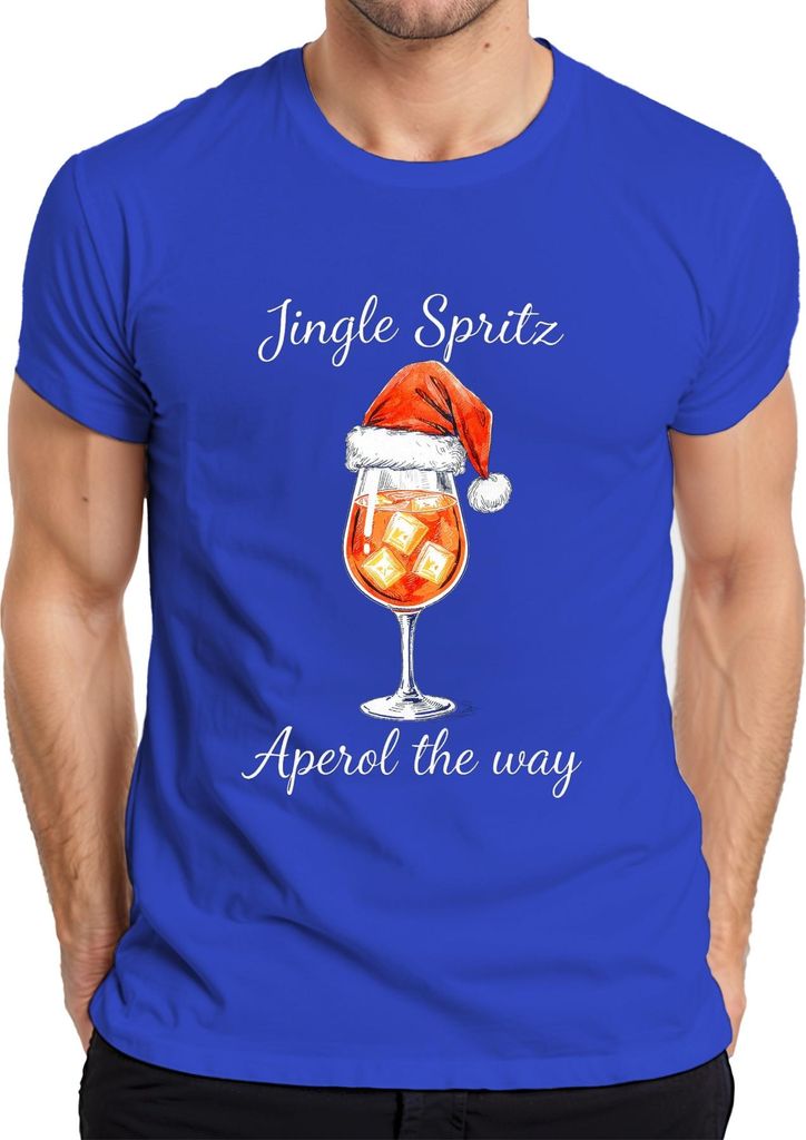 Jingle Spritz Aperol the way Weihnachten Cocktail Geschenkidee Herren T-Shirt, Blau, XXL