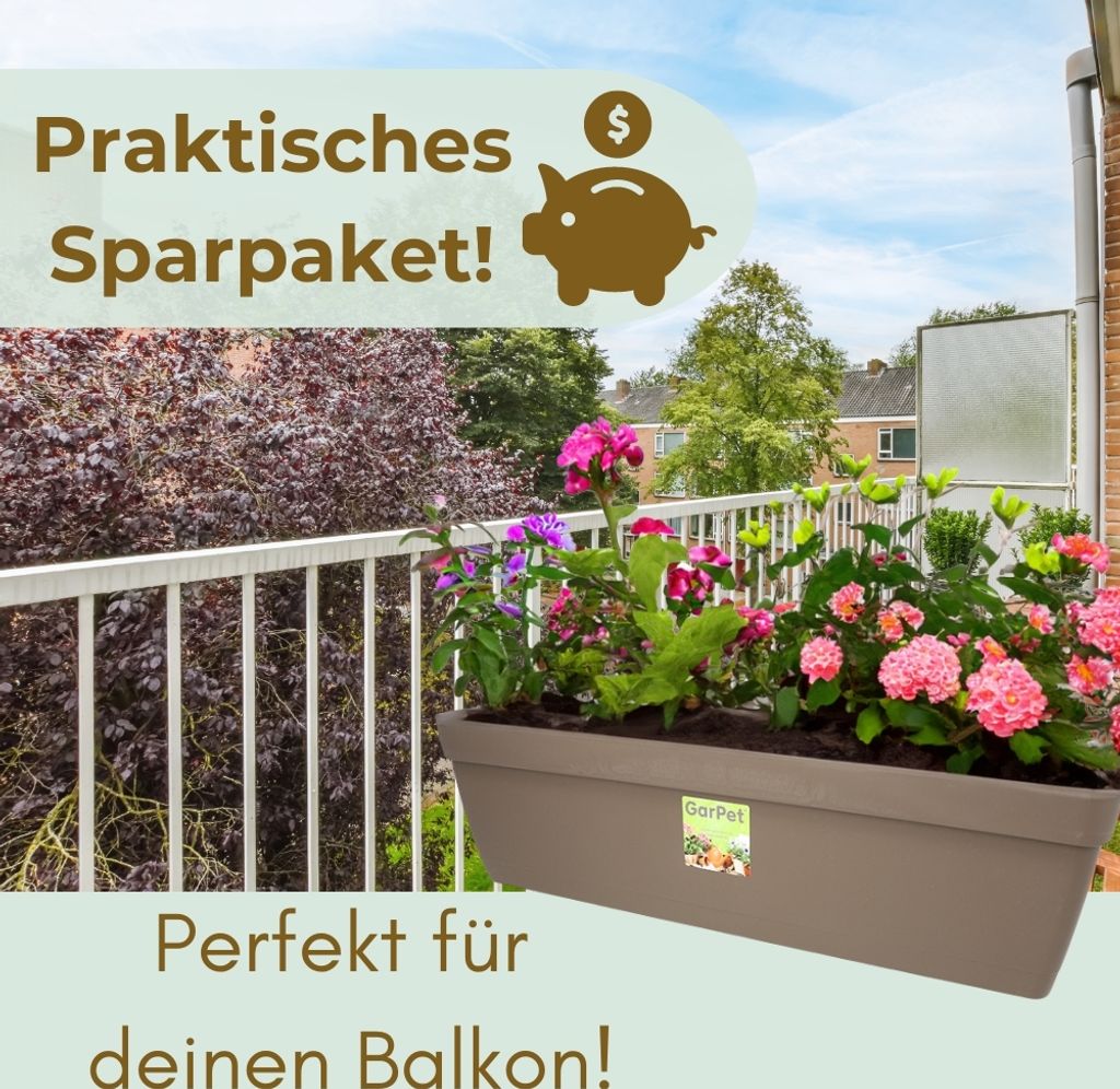 4x Blumenkasten 60 cm mit Wasserspeicher