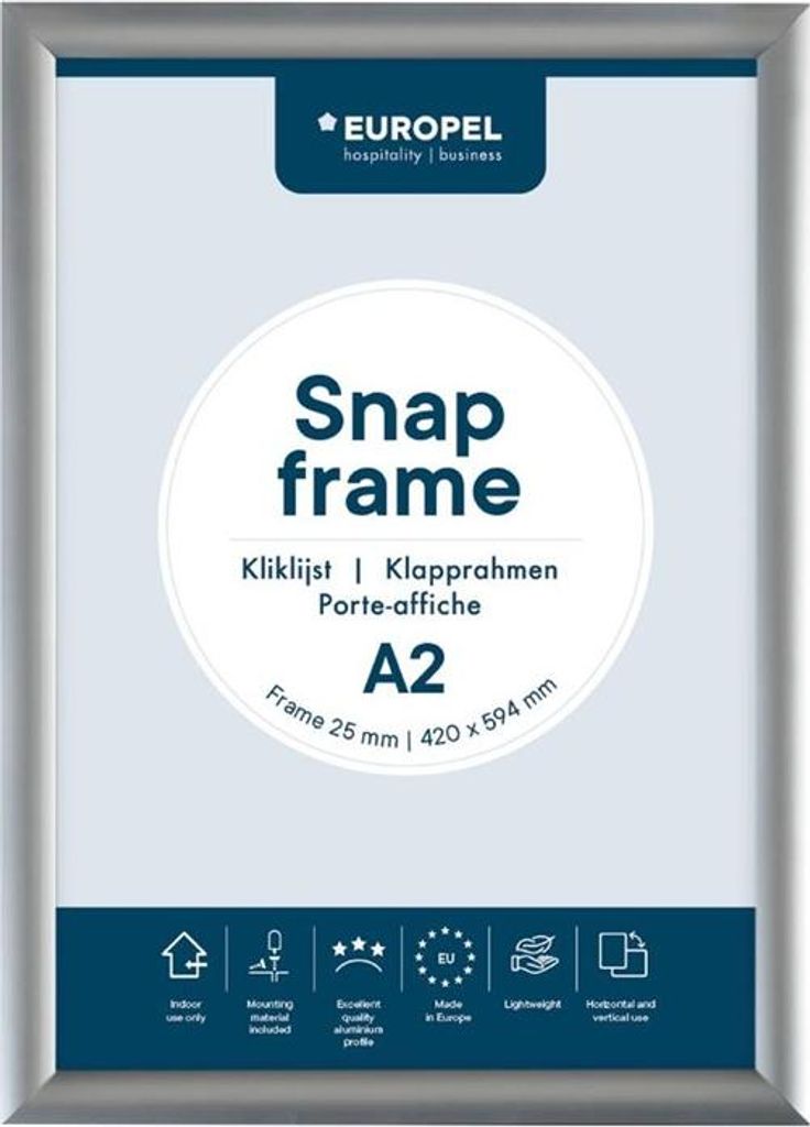 EUROPEL Plakatrahmen DIN A2 25 mm silber eloxiert