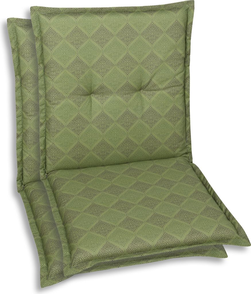 GO-DE Textil, Sesselauflage Niederlehner, 2er Set, Farbe: gruen, Maße: 100 cm x 50 cm x 6 cm, Rueckenhoehe: 52 cm