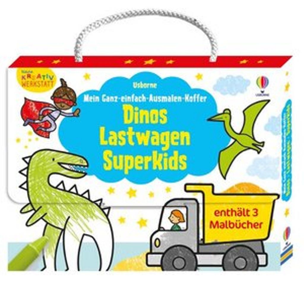 Kleine Kreativ-Werkstatt - Mein Ganz-einfach-Ausmalen-Koffer: Dinos, Lastwagen, Superkids