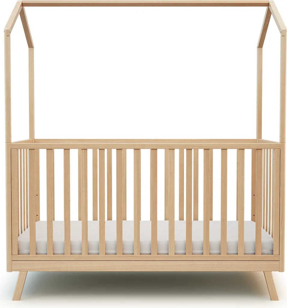 Lit cabane bébé évolutif de 70x140 cm : design scandinave et robuste