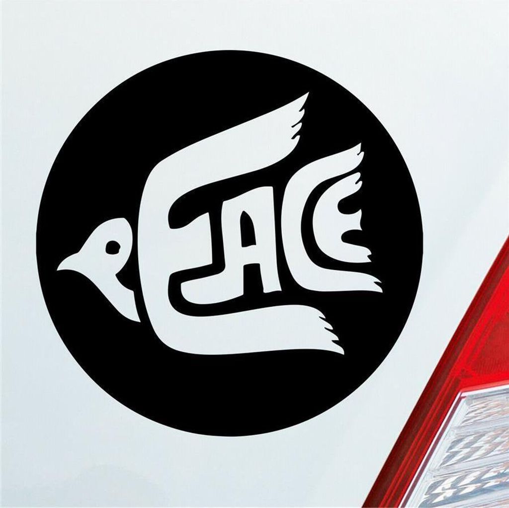 Auto Aufkleber Peace 70s Weltfrieden Taube Frieden 10x10 cm Schwarz Matt Sticker Heckscheibenaufkleber