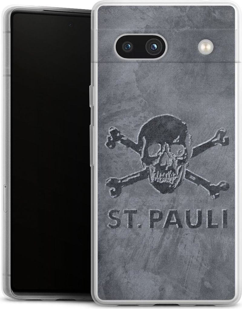 DeinDesign Slim Hülle für Google Pixel 7a Silikon Case Ultra Dünn Handyhülle Beton FC St. Pauli Logo
