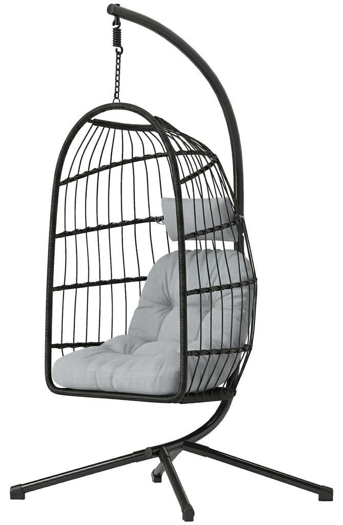 Outsunny Hängesessel mit Gestell faltbar Polyrattan Produktbild 
