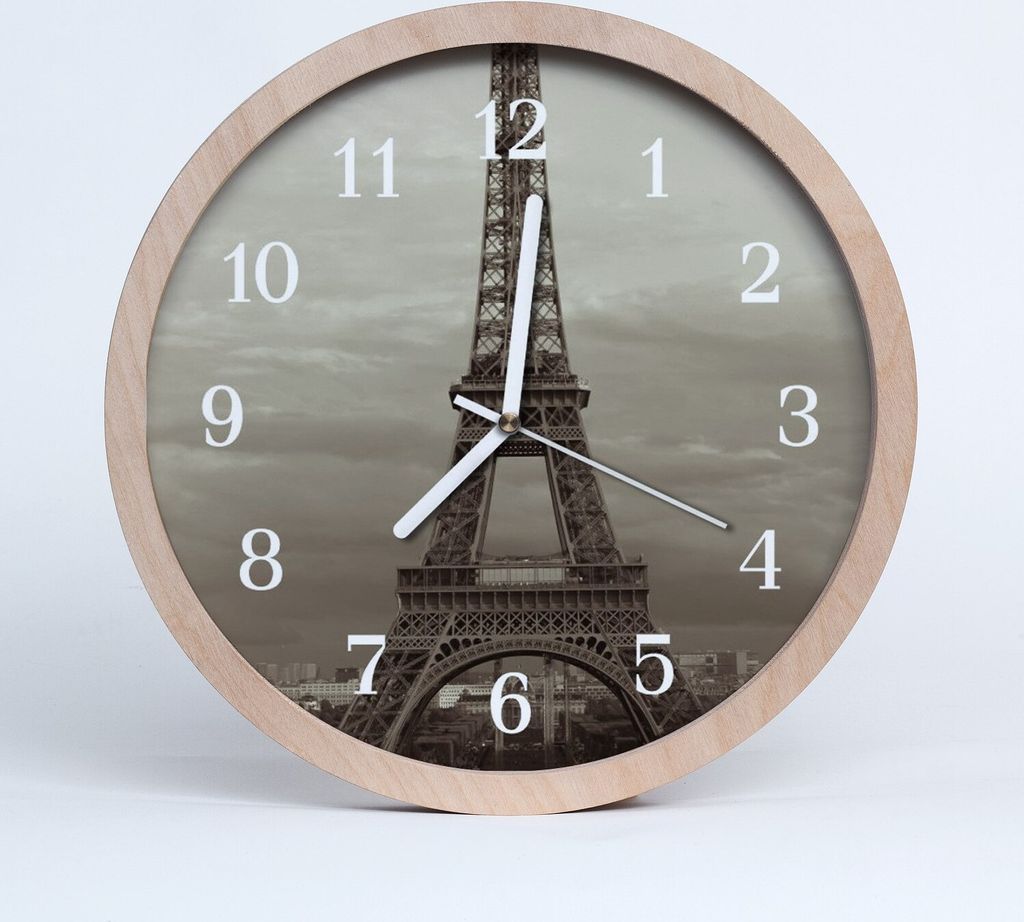 Holzuhr 30fi cm wanduhr - Eiffelturm Architektur Produktbild 