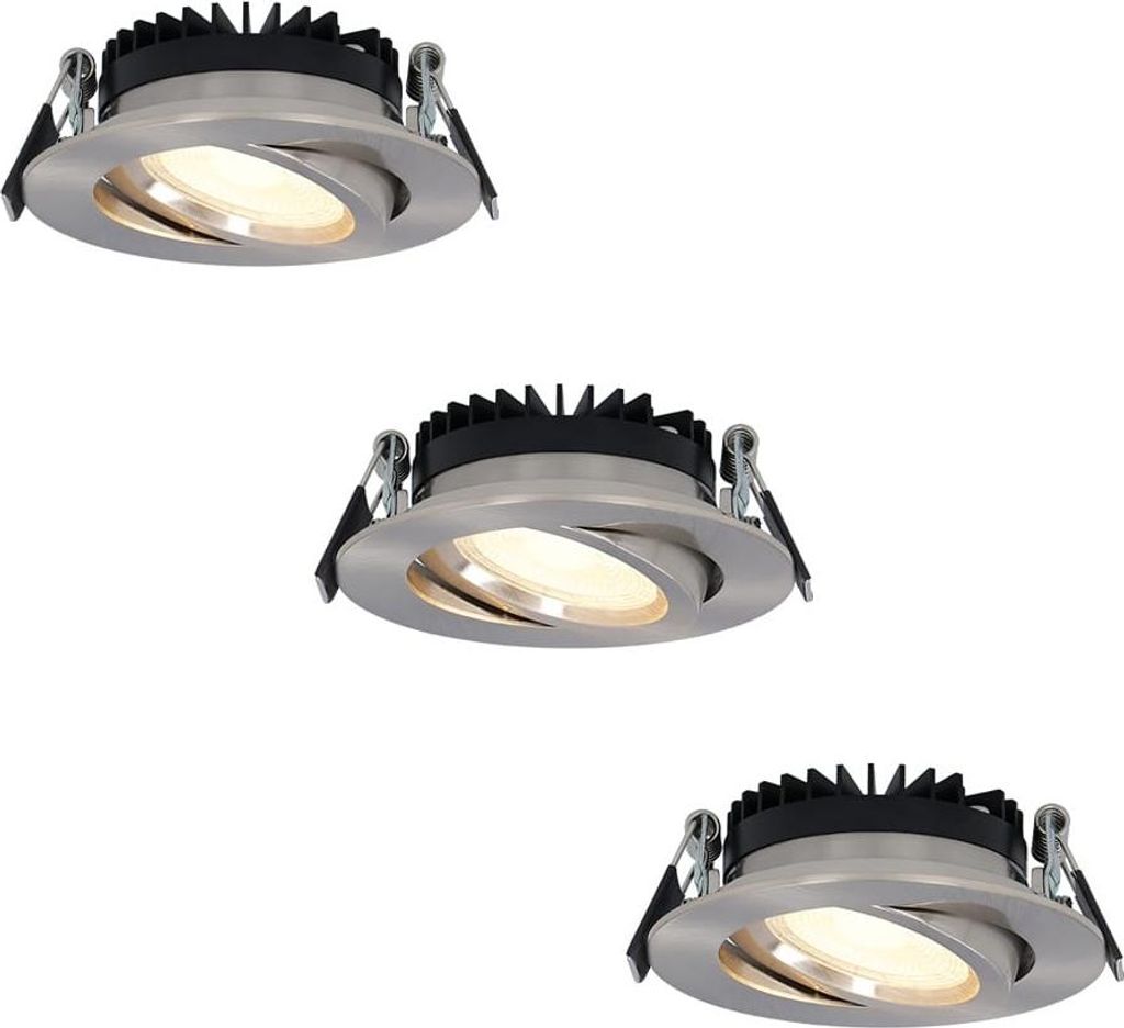 hoftronic LED Einbaustrahler 3x 6W 430lm 2700K IP44 Edelstahl schwenkbar dimmbar