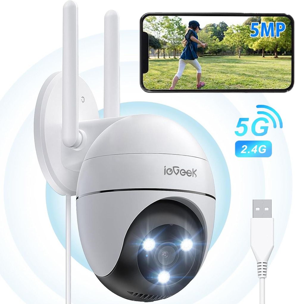 2K/3MP2,4GHz/5G WLAN WIFI Überwachungskamera Aussen 1080P 360° PTZ Kamera