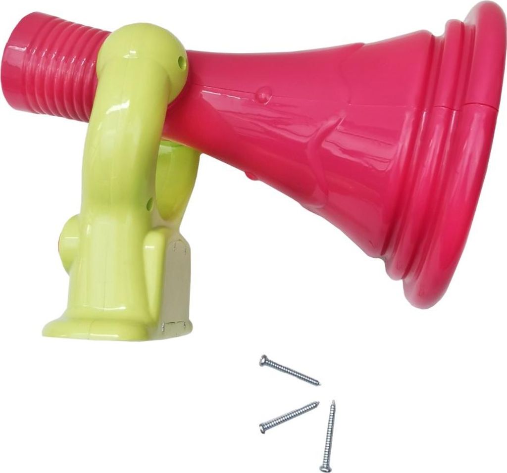 Megaphon für Spielplätze, wetterfest, Stimmverstärkung, 3 Geräusche, Rosa/Limetten-Grün, 25,2x21,7x13cm
