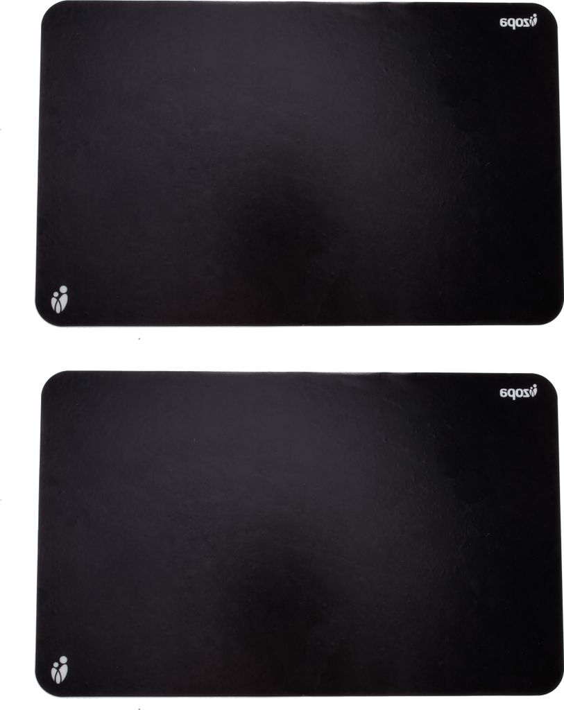 Two black rectangular mats are shown against a white background.