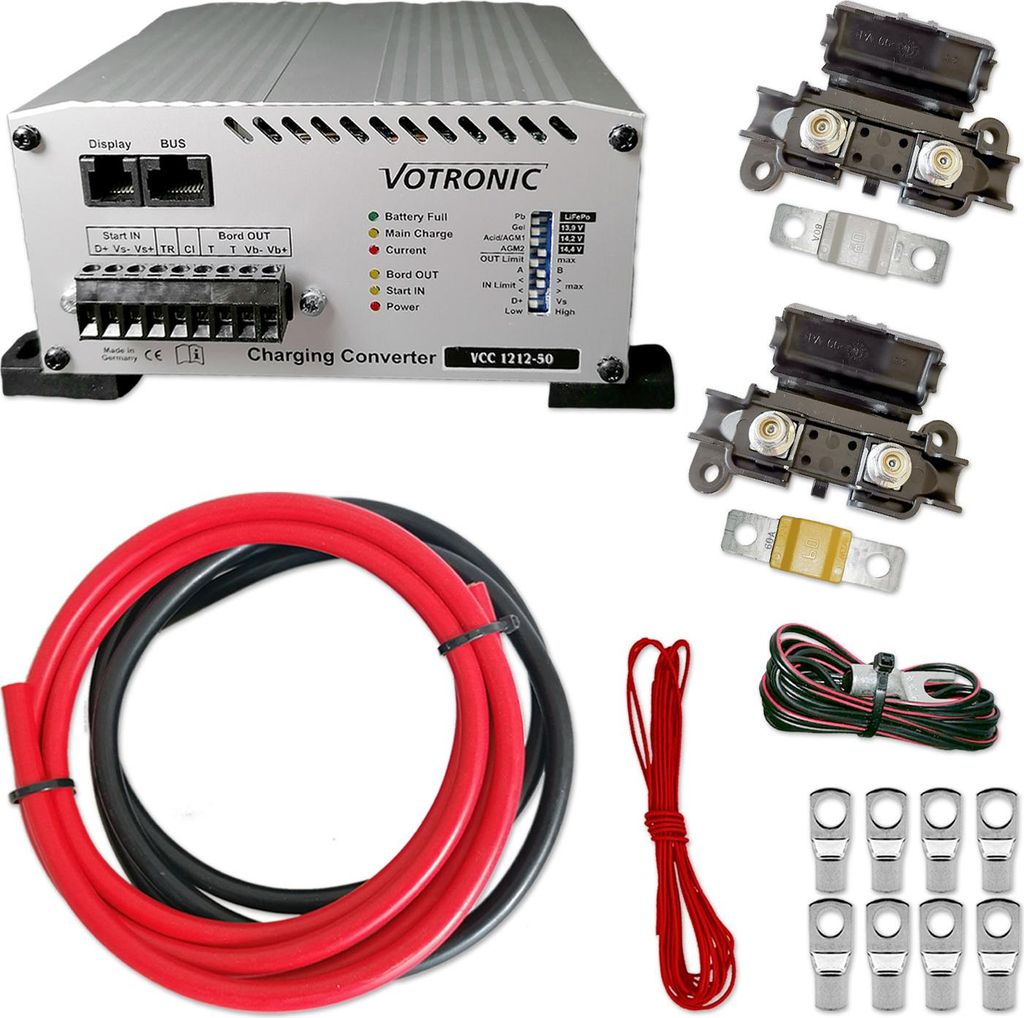 Zweitbatterieset | VCC 1212-50 | Ladebooster 12V 50A | 3,5m 16mm² Kabel