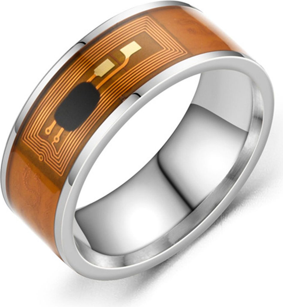 NFC-Edelstahl-Telefonchip, tropfendes Öl, Dual-Drachenmuster, Smart-Ring-Geschenk-Stahlfarbring US 8