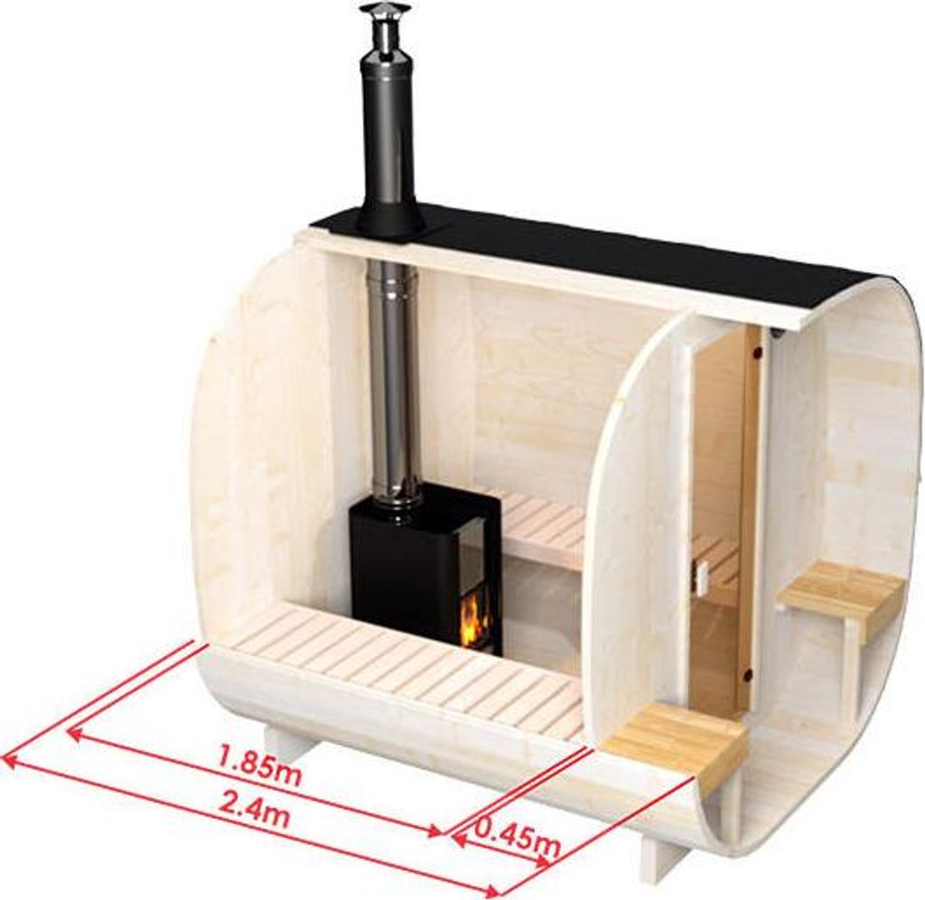 Fjordholz Fass-Sauna Modell Quadro 240 cm