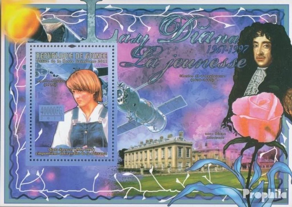Briefmarken Guinea 2011 Mi Block 1908 (kompl. Ausgabe) postfrisch 50. Jahrestag von Lady Diana (1961-1997)