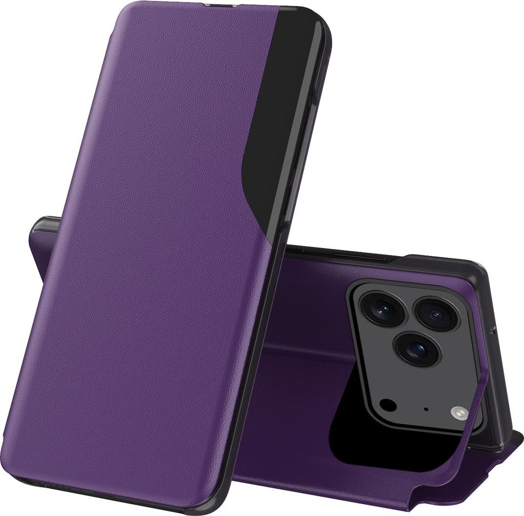 Hülle für iPhone 17 Pro Max, Flip Stand Cover Kunstleder Schutzhülle Lila