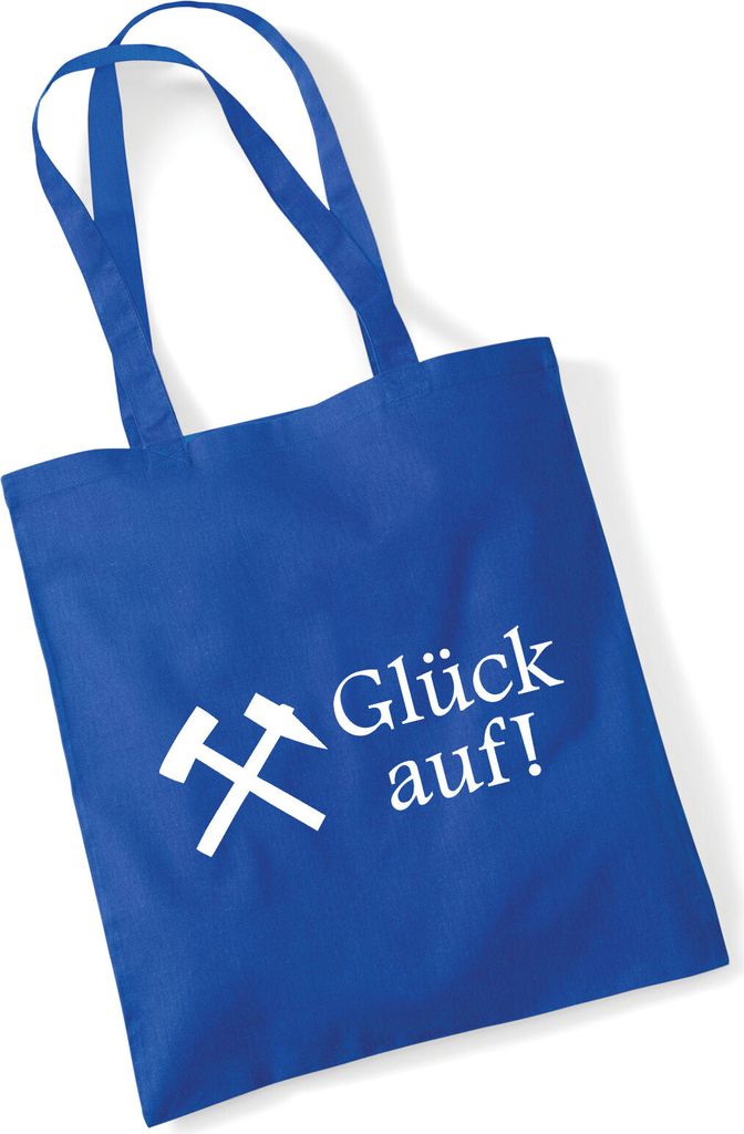 Huuraa Jutebeutel Glück auf! Ruhrpott 10 Liter Bright Royal Baumwolle Tasche Geschenkidee