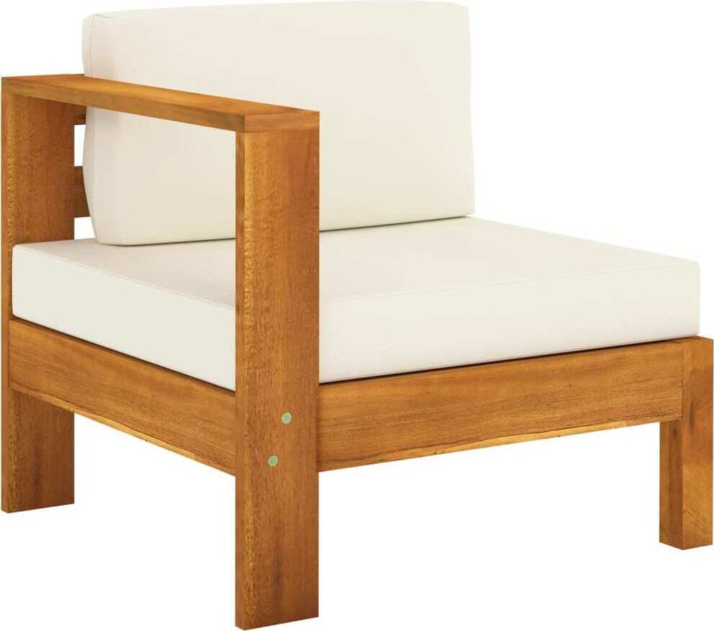 Mittelsofa mit 1 Armlehne Cremeweiß Massivholz Akazie