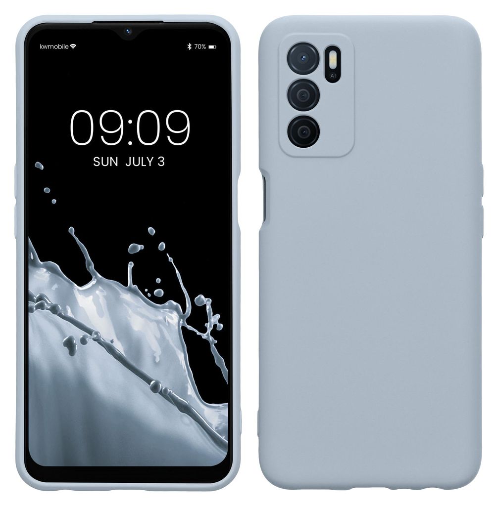 kwmobile Slim Case kompatibel mit Oppo A16 / A16s / A54s Hülle - Handyhülle aus Silikon in Hellblau matt