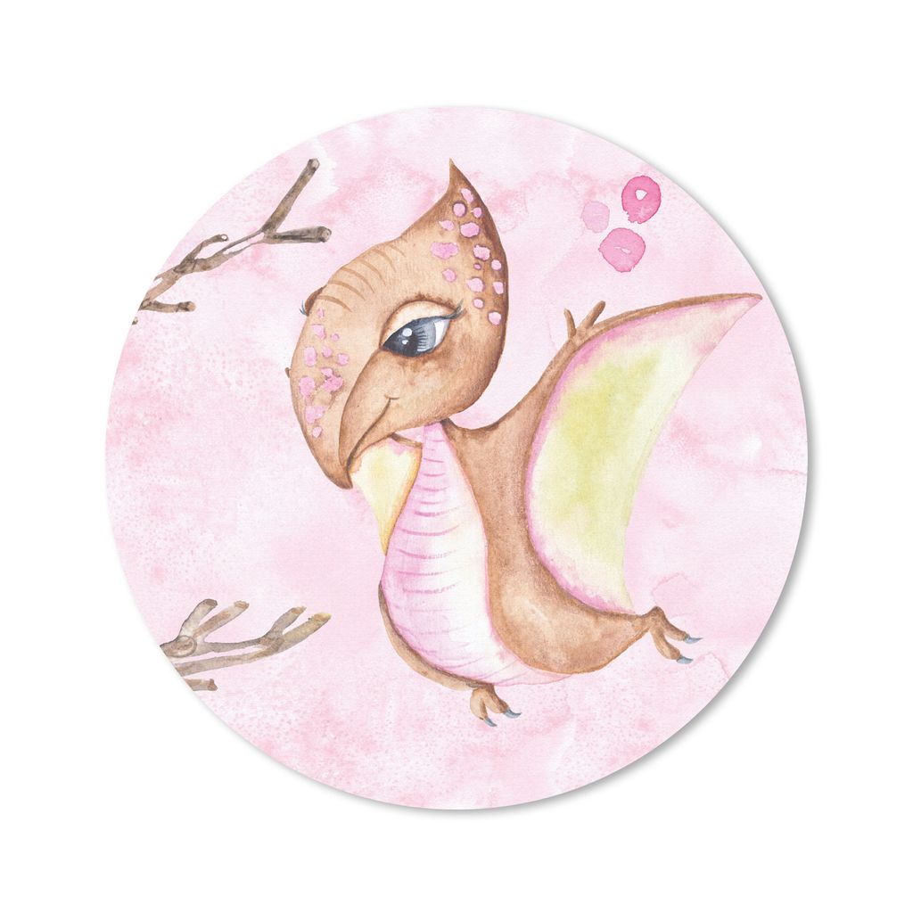 MuchoWow Mauspad Mousepad Dino - Flügel - Kinderzimmer - Mädchen - Kinder - Rosa - Kinder 20x20 cm - Mousepads - Maus Mat - Pad - Mausunterlage...