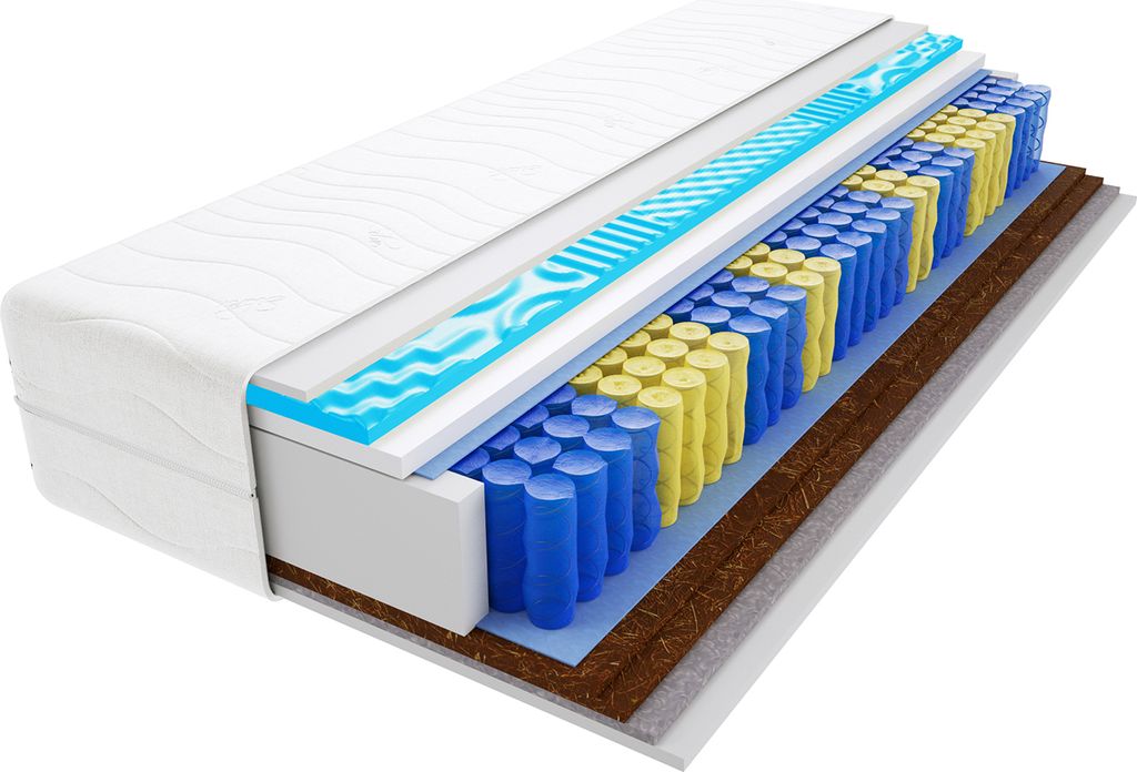 Matratze 140x200 cm Doppelmatratze, H3 & H5 Federkernmatratze, Taschenfederkernmatratze 25 cm Hoch Kokosfaser Rosshaar Profilierter Visco Memory Hy...
