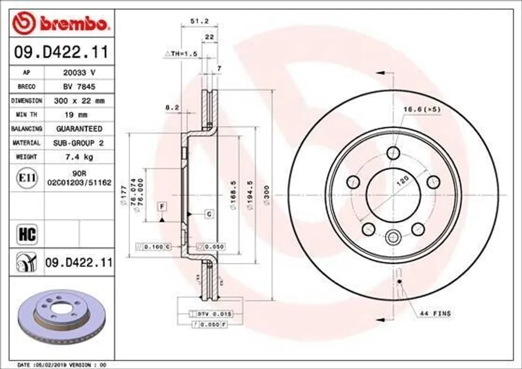 Disque de frein Brembo haute teneur en carbone pour VW Crafter SZ SY