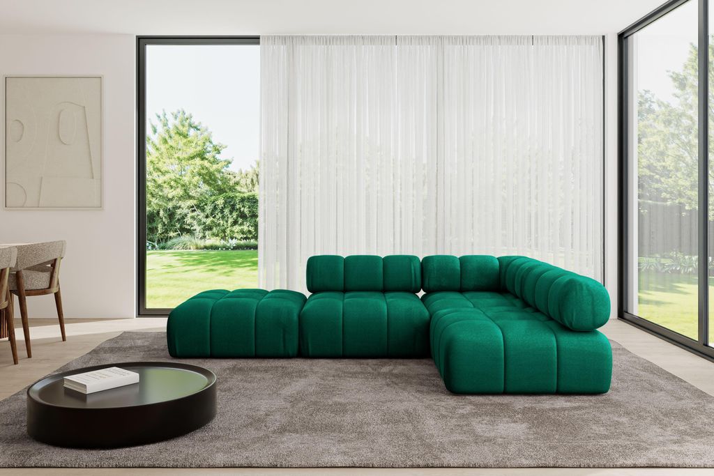 ALTDECOR Modulares Sofa Ecksofa in L-Form - Favio-L1 - 285x190x70 cm Dunkelgrün universal, links/rechts Corner modular Sofa Eckcouch Couch Wohnlan...