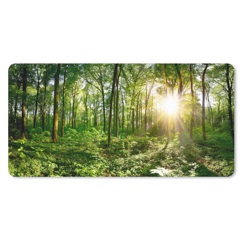 MuchoWow Mauspad Mousepad Wald - Sonne - Frühling 60x30 cm - Mousepads - Maus Mat - Pad - Mausunterlage - Nachhaltig