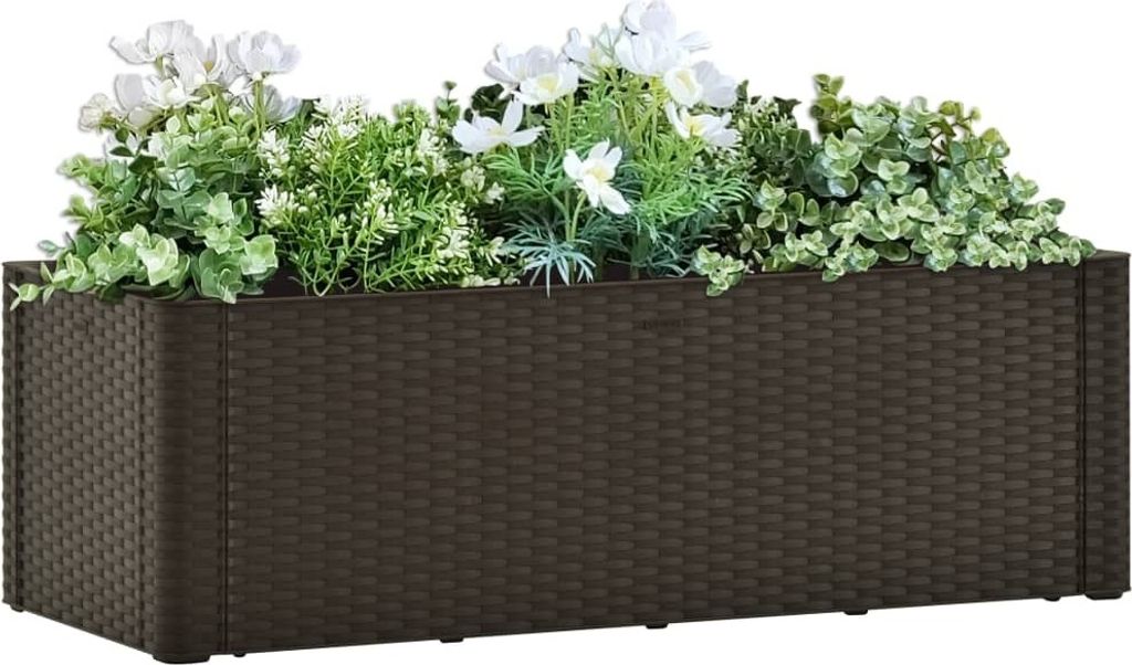 The Living Store Garten-Hochbeet mit Selbstbewässerungssystem Mokka 100x43x33 cm
