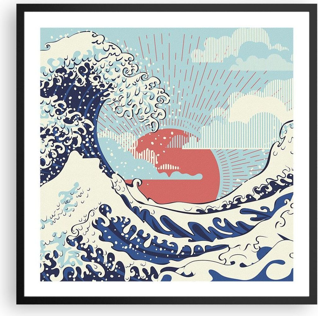 Gerahmtes Poster - Schwarzer Rahmen - Rot modern vielleicht - 60x60 cm - Wand Bild - Wanddeko - Wandbilder - Kunstposter - Wandposter - Bilderrahme...