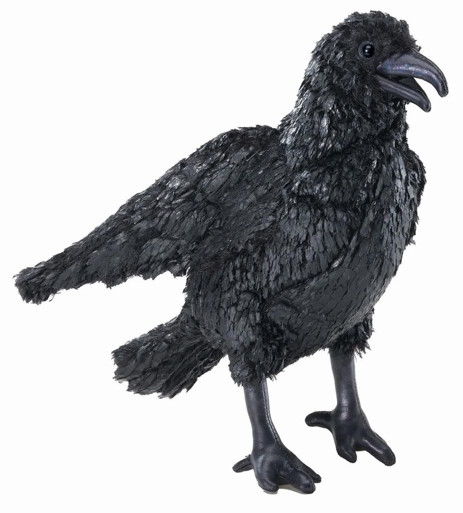 Folkmanis Handpuppe Krähe schwarz 28 cm Plüschkrähe Produktbild 