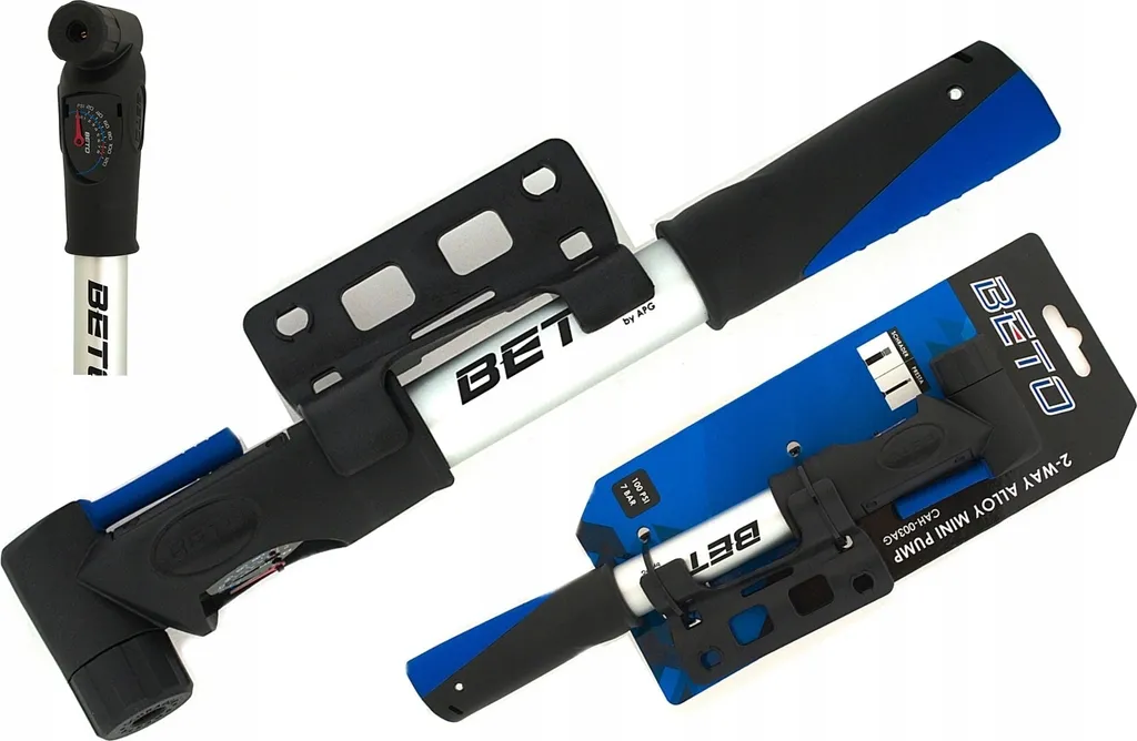 Gonfleur Vélo BETO avec Manomètre 7 Bars - Idéal Entretien VTT et Route