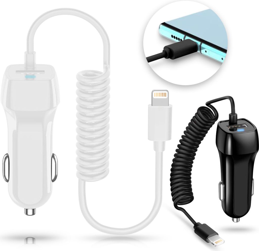 Auto Ladekabel für Apple iPhone 11 Pro Max Ladegerät 8-Pin Kfz Lade Daten Kabel, Farbe:Weiss
