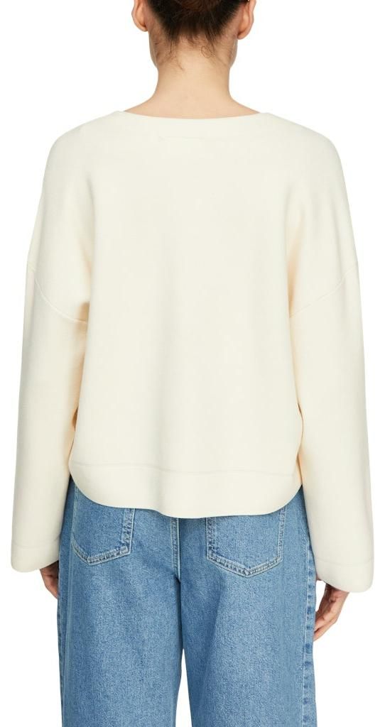 Comma Damen Feinstrick-Strickjacke kurzer Boxy-Schnitt V-Ausschnitt Knopfverschluss überschnittene Schultern