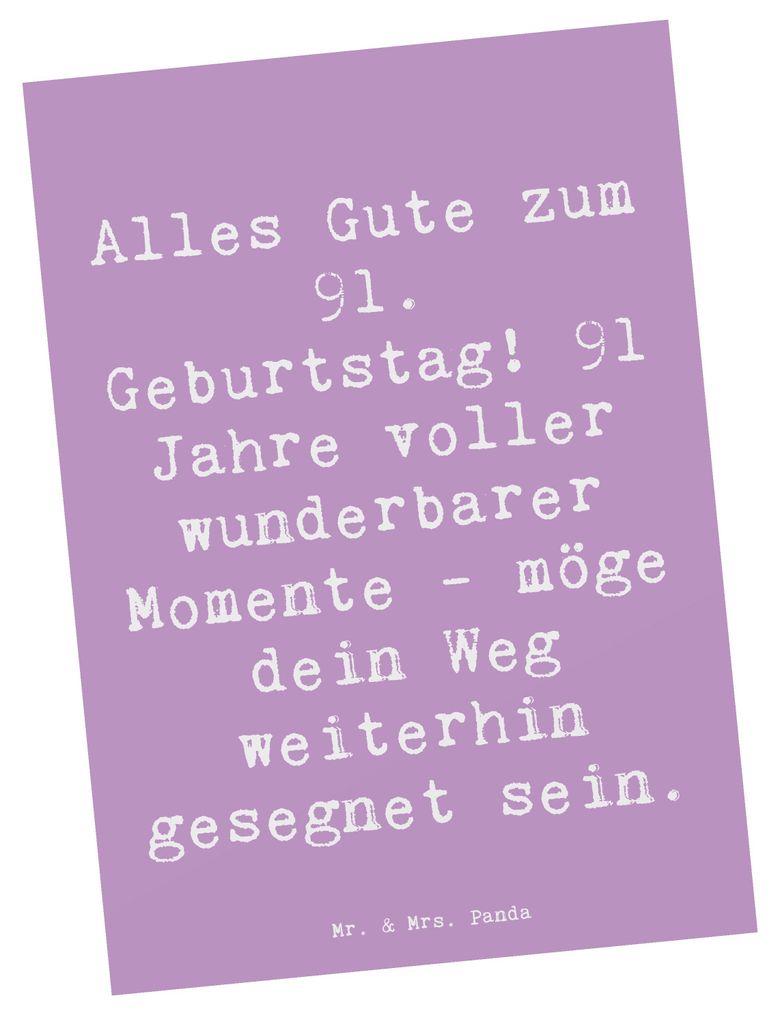 Mr. & Mrs. Panda Postkarte Spruch 91. Geburtstag Segen - Produktbild 