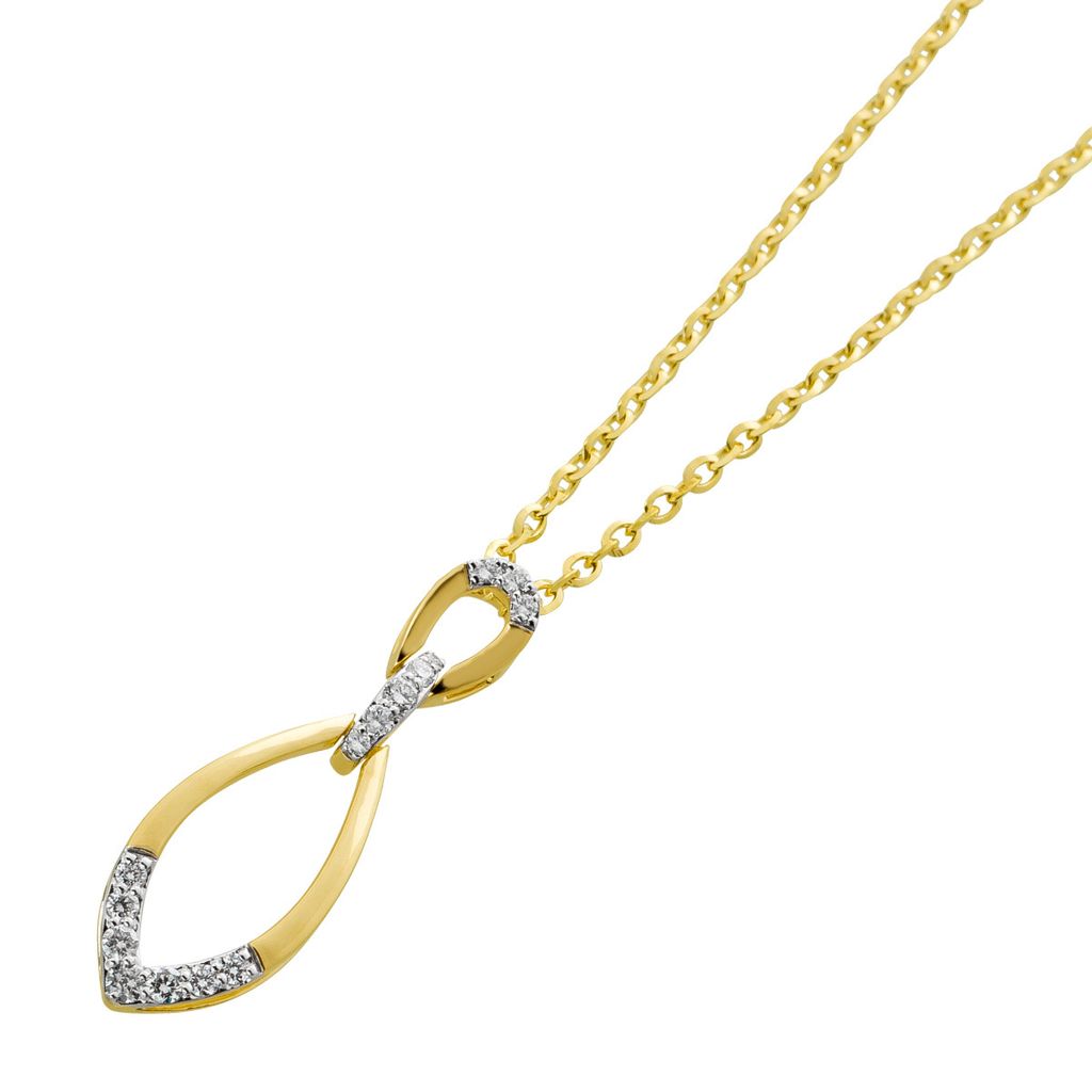 Brillantkette Gold 585 14K Natur Diamanten 0.13ct 45