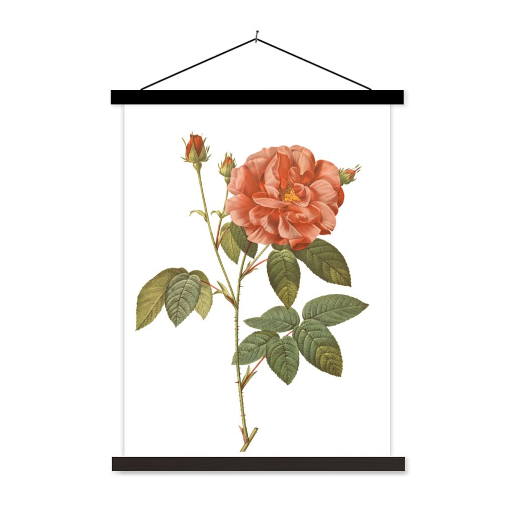 MuchoWow Textilposter Blumen - Rose - Vintage 40x53 cm mit schwarzem Rahmen - Abbildung