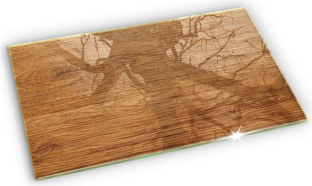 Unterlage für Kerzen Minimalistisch Glas Gummifüße - 52x30 cm - Holzstrukturplatte